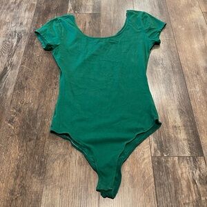 Active Basic Green Bodysuit with Flutter Sleeves